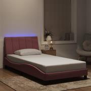 vidaXL Bed Frame with LED without Mattress "Hanko" Pink 100x200 cm Vel...
