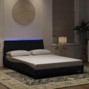 vidaXL Bed Frame with LED without Mattress "Hanko" Black 140x190 cm Ve...