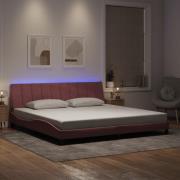 vidaXL Bed Frame with LED without Mattress "Hanko" Pink 200x200 cm Vel...