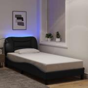 vidaXL Bed Frame with LED without Mattress "Hvar" Black 80x200 cm Fabr...