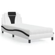 vidaXL Bed "Viana" with Mattress White and Black 90x190 cm Faux Leathe...