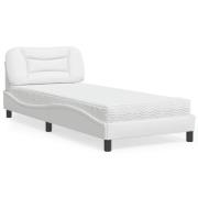vidaXL Bed with Mattress "Hvar" White 80x200 cm Faux Leather