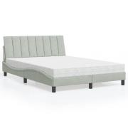 vidaXL Bed with Mattress "Hanko" Light Grey 140x200 cm Velvet