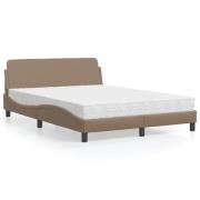 vidaXL Bed with Mattress "Dover" Cappuccino 140x200 cm Faux Leather