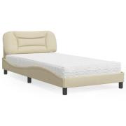 vidaXL Bed with Mattress "Hvar" Cream 100x200 cm Fabric