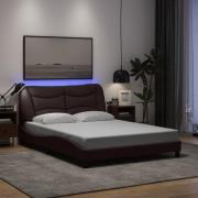 vidaXL Bed Frame with LED without Mattress "Hvar" Dark Brown 140x190 c...