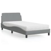 vidaXL Bed with Mattress "Dover" Light Grey 100x200 cm Fabric