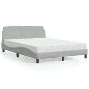 vidaXL Bed with Mattress "Dover" Light Grey 120x200 cm Velvet
