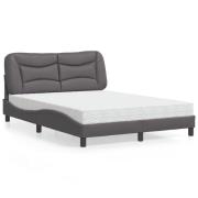 vidaXL Bed with Mattress "Hvar" Grey 140x200 cm Faux Leather