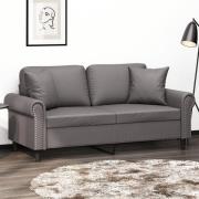 vidaXL 2-sits soffa med prydnadskuddar grå 140 cm konstläder