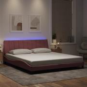 vidaXL Bed Frame with LED without Mattress "Hanko" Pink 180x200 cm Vel...