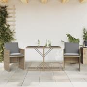 vidaXL Bistrogrupp med dynor 3 delar mixbeige konstrotting