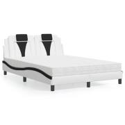 vidaXL Bed "Viana" with Mattress White and Black 120x200 cm Faux Leath...