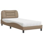 vidaXL Bed with Mattress "Hvar" Cappuccino 80x200 cm Faux Leather