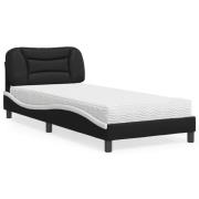 vidaXL Bed with Mattress "Hvar" Black and White 90x200 cm Faux Leather