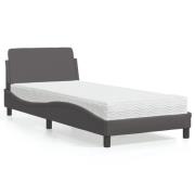 vidaXL Bed with Mattress "Dover" Grey 90x190 cm Faux Leather