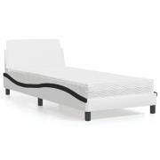 vidaXL Bed with Mattress "Dover" White and Black 90x200 cm Faux Leathe...