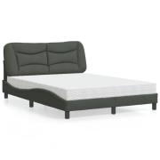 vidaXL Bed with Mattress "Hvar" Dark Grey 140x190 cm Fabric
