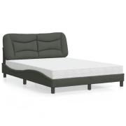 vidaXL Bed with Mattress "Hvar" Dark Grey 140x200 cm Fabric