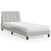vidaXL Bed with Mattress "Hanko" Light Grey 90x190 cm Velvet