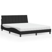 vidaXL Bed with Mattress "Hanko" Black 160x200 cm Velvet