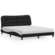 vidaXL Bed with Mattress "Hvar" Black and White 160x200 cm Faux Leathe...