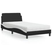 vidaXL Bed with Mattress "Dover" Black and White 100x200 cm Faux Leath...