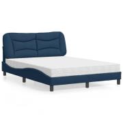 vidaXL Bed with Mattress "Hvar" Blue 140x200 cm Fabric