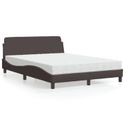 vidaXL Bed with Mattress "Dover" Dark Brown 140x200 cm Fabric