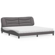 vidaXL Bed with Mattress "Hvar" Grey 200x200 cm Faux Leather