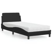 vidaXL Bed with Mattress "Dover" Black 90x190 cm Faux Leather