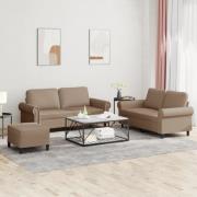 vidaXL Soffgrupp med dynor 3 delar cappuccino konstläder