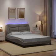 vidaXL Bed Frame with LED without Mattress "Hvar" Taupe 140x200 cm Fab...