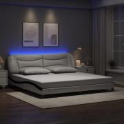 vidaXL Bed Frame with LED without Mattress "Hvar" White and Black 200x...