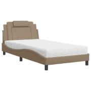 vidaXL Bed "Viana" with Mattress Cappuccino 100x200 cm Faux Leather