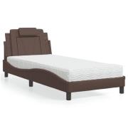 vidaXL Bed "Viana" with Mattress Brown 90x200 cm Faux Leather