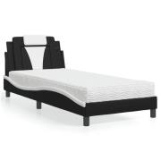 vidaXL Bed "Viana" with Mattress Black and White 90x190 cm Faux Leathe...