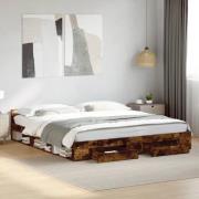 vidaXL Sängram med lådor rökfärgad ek 180x200 cm konstruerad trä