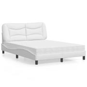 vidaXL Bed with Mattress "Hvar" White 120x200 cm Faux Leather