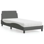 vidaXL Bed with Mattress "Dover" Dark Grey 90x190 cm Fabric