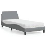vidaXL Bed with Mattress "Dover" Light Grey 90x200 cm Fabric