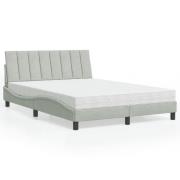 vidaXL Bed with Mattress "Hanko" Light Grey 140x190 cm Velvet