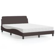 vidaXL Bed with Mattress "Dover" Dark Brown 140x190 cm Fabric