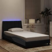 vidaXL Bed Frame with LED without Mattress "Hanko" Black 100x200 cm Ve...