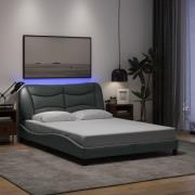 vidaXL Bed Frame with LED without Mattress "Hvar" Light Grey 140x200 c...