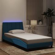 vidaXL Bed Frame with LED without Mattress "Hanko" Blue 100x200 cm Vel...