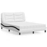 vidaXL Bed with Mattress "Hvar" White and Black 120x200 cm Faux Leathe...