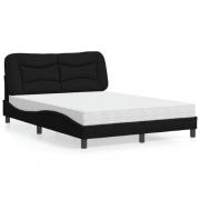 vidaXL Bed with Mattress "Hvar" Black 140x200 cm Fabric