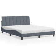 vidaXL Bed with Mattress "Hanko" Dark Grey 160x200 cm Velvet