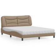 vidaXL Bed with Mattress "Hvar" Cappuccino 160x200 cm Faux Leather